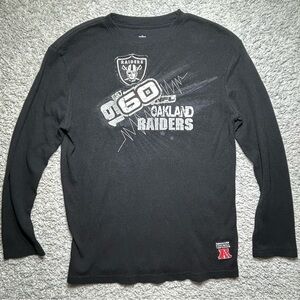 Raiders Shirt Mens Large Long Sleeve Thermal Crewneck NFL Oakland Raiders Casual